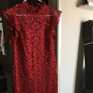 Sexy Red Lace Midi Dress